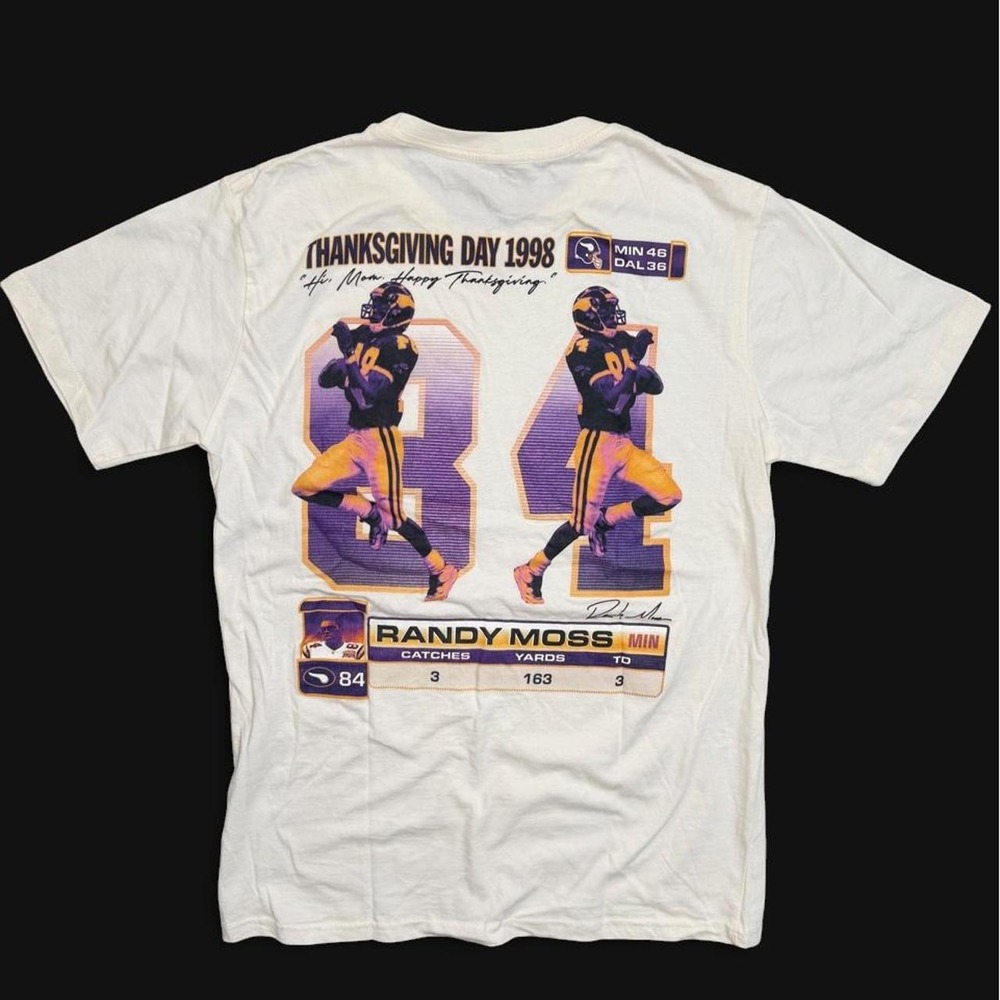 Mitchell & Ness Randy Moss Minnesota Vikings Thanksgiving 1998 T Shirt Mens M